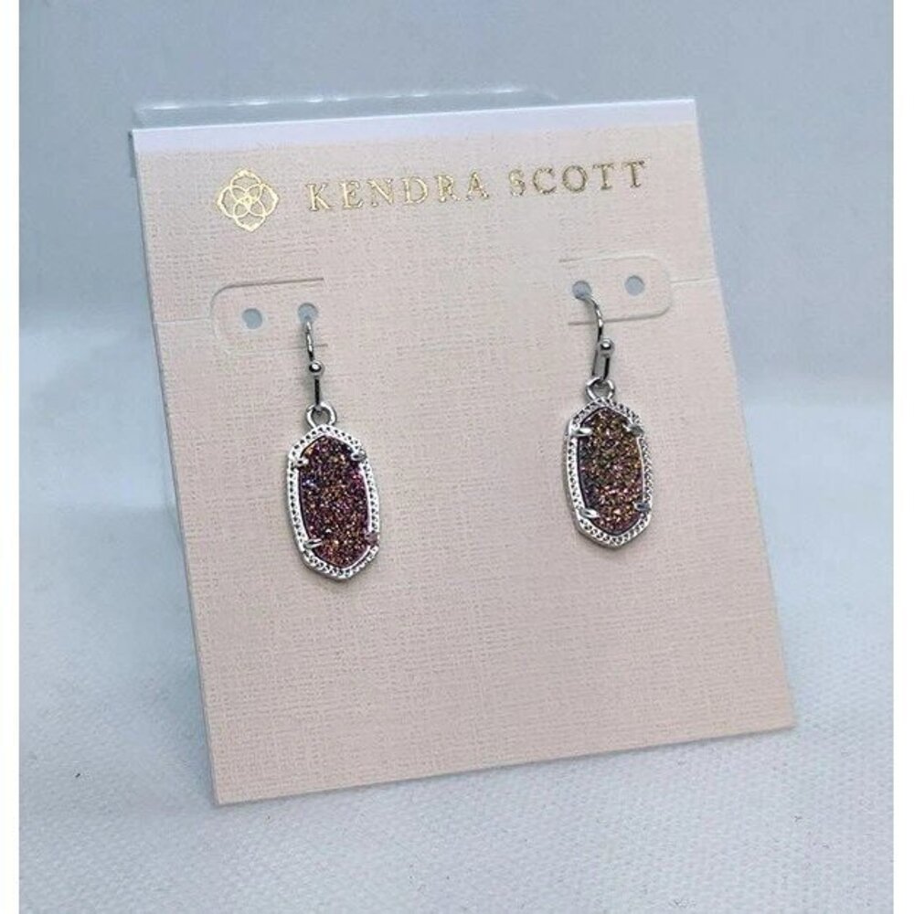 Kendra Scott Lee Silver Drop Earrings In Multi-Color Drusy